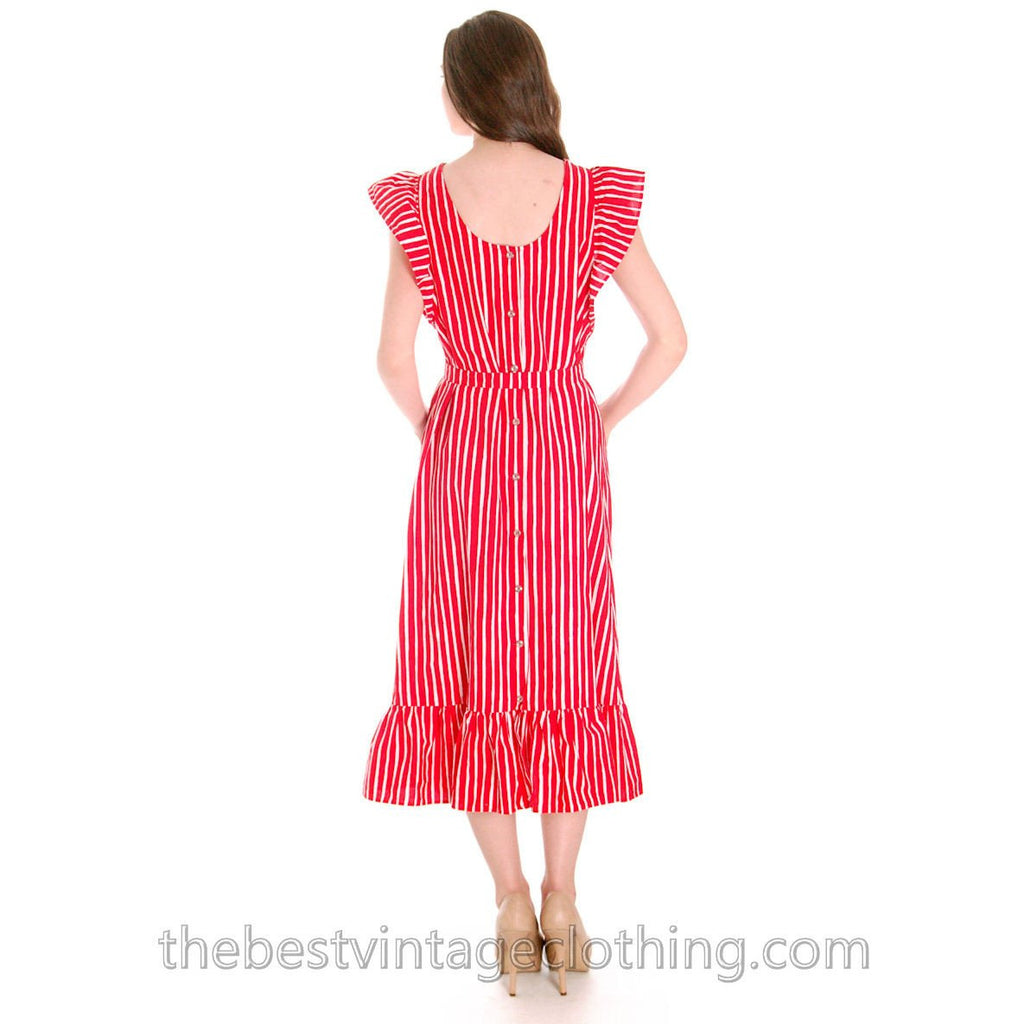 Vintage Marimekko Piccolo Red White Stripe Print Jumper Apron Dress M-L NOS 1980s marimekko The Best Vintage Clothing