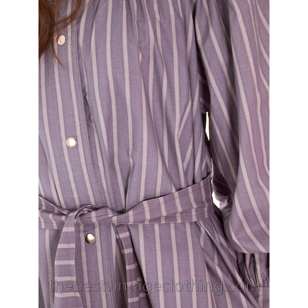 Vintage Vuokko Cotton Tent Dress 1970s Gray Piccolo Stripes XXS marimekko The Best Vintage Clothing