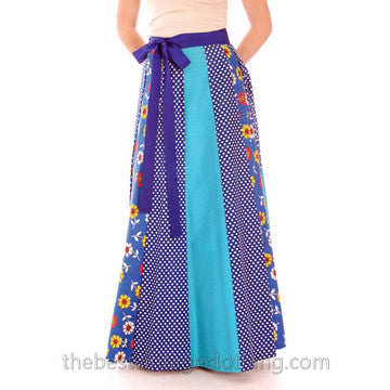 Vintage Gisella Heinemann Maxi Skirt Starburst Panels Florals Polka Dots M The Best Vintage Clothing