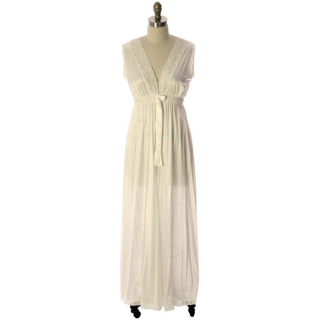 VTG Miss Elaine Blush White Nylon Bridal Peignoir O/S NWT Large 1960s lingerie The Best Vintage Clothing