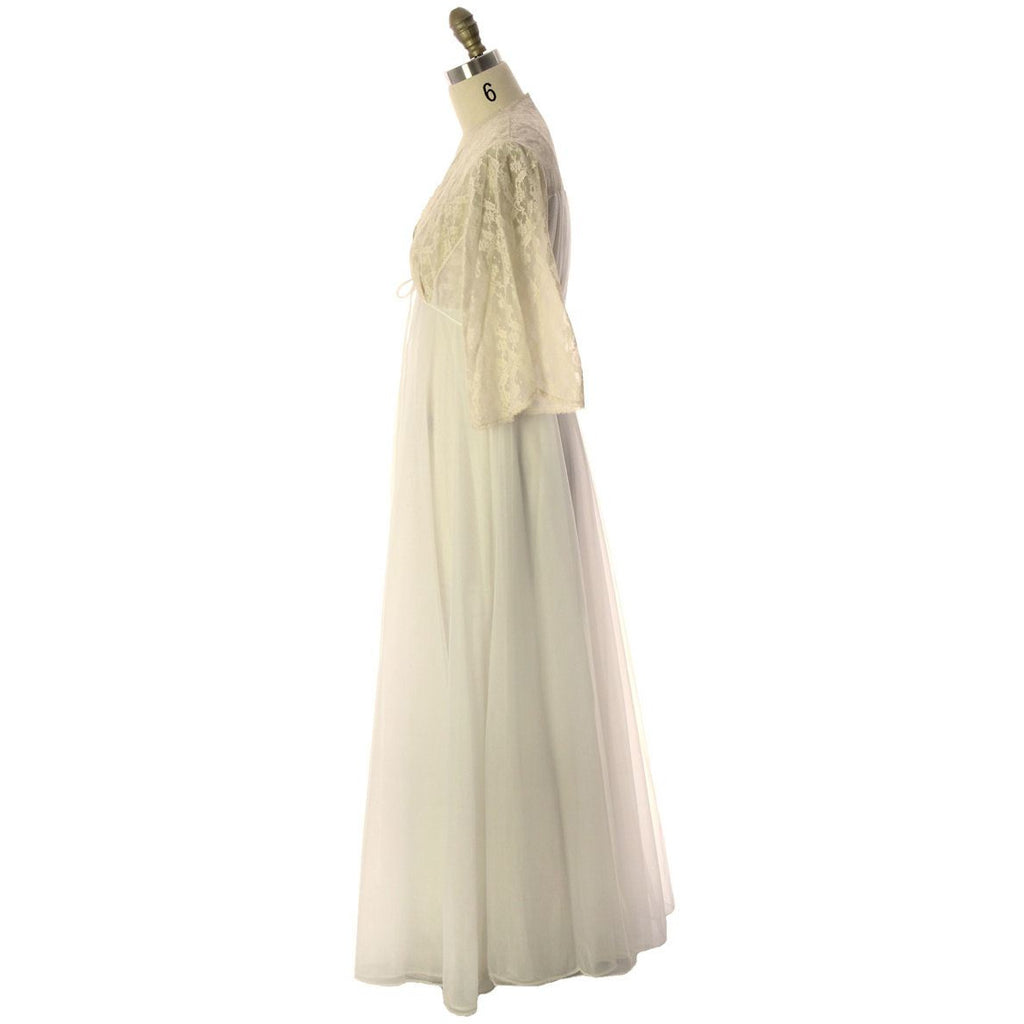 VTG Val Mode GRANDE SWEEP White Nylon Bridal Peignoir NWOT Large 1960s lingerie The Best Vintage Clothing
