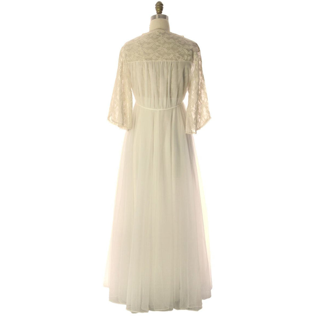 VTG Val Mode GRANDE SWEEP White Nylon Bridal Peignoir NWOT Large 1960s lingerie The Best Vintage Clothing