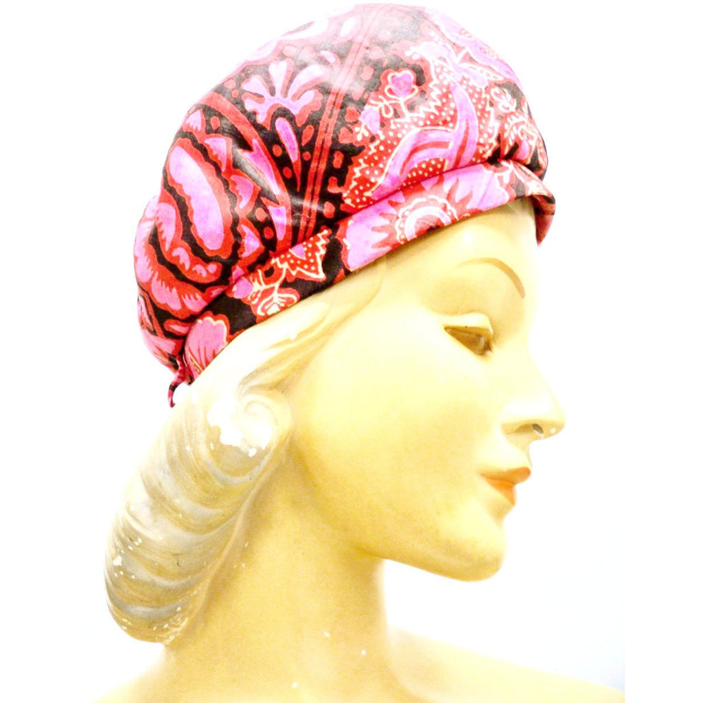 Vintage Hat Halston Silk Abstract Print Pinks & Reds 1970S Hats,New Arrivals Halston