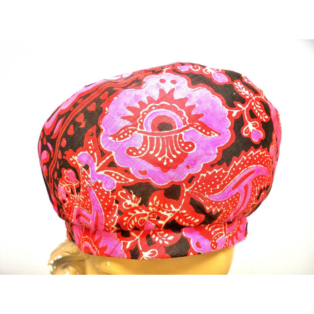 Vintage Hat Halston Silk Abstract Print Pinks & Reds 1970S Hats,New Arrivals Halston