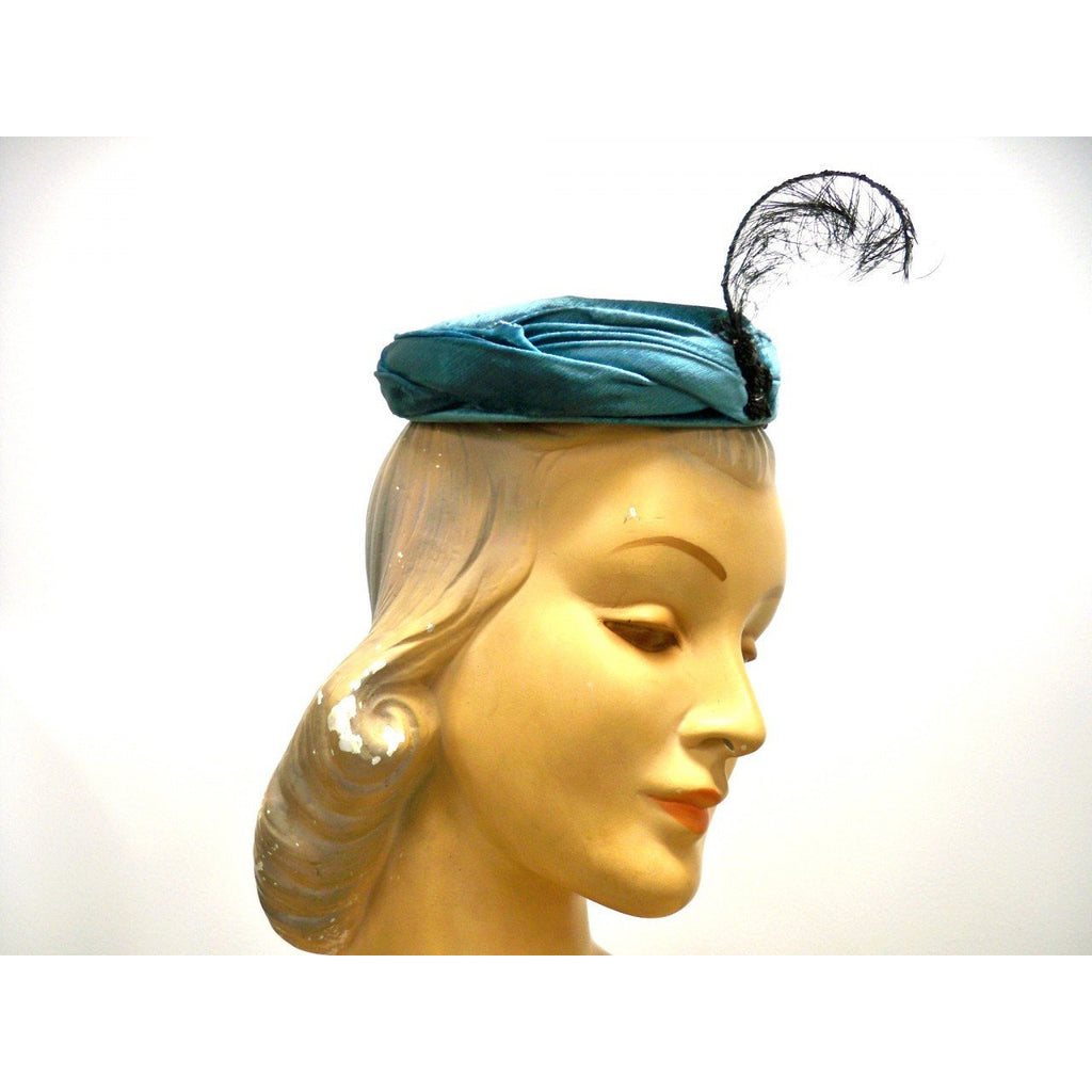 Vintage Ladies Cocktail Hat Luci Puci Turquoise  1950S One Size Fits All - The Best Vintage Clothing
 - 1