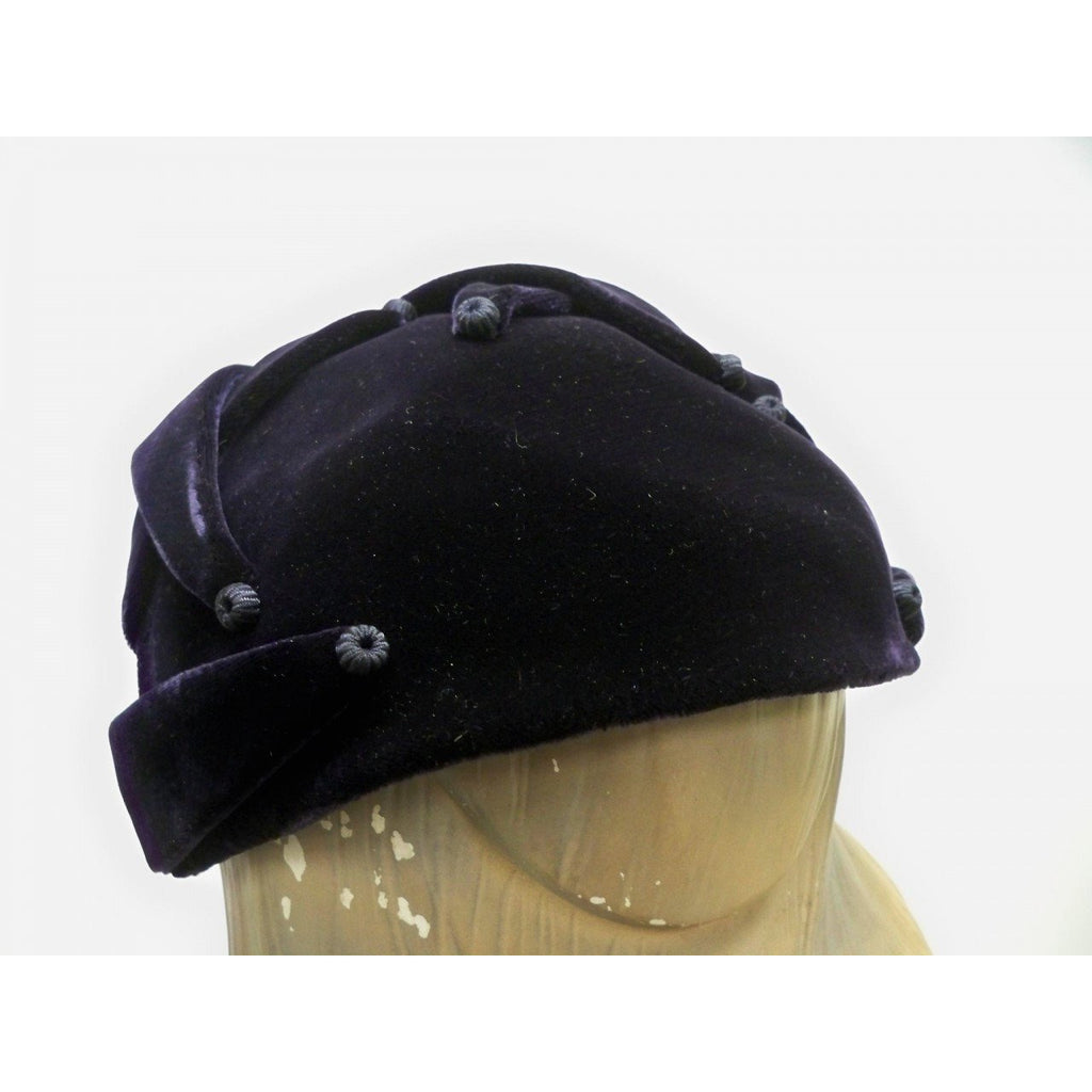 Vintage Womens Cocktail Hat Deep Eggplant Silk Velvet Skull Cap 1950S Hats The Best Vintage Clothing