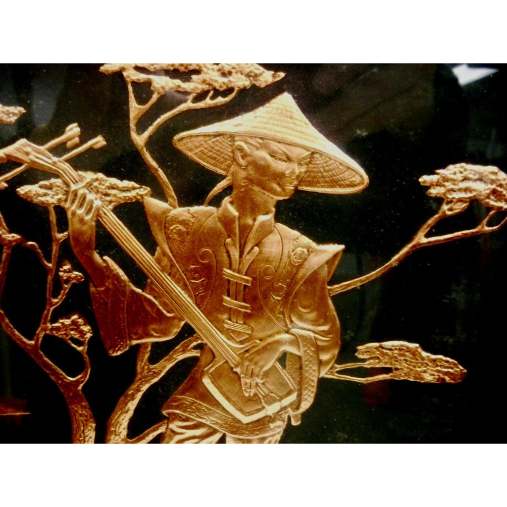 Vintage Mid Century Moderne Pressed Copper Chinese Relief Art Late 1940s Collectibles,New Arrivals,On Sale The Best Vintage Clothing