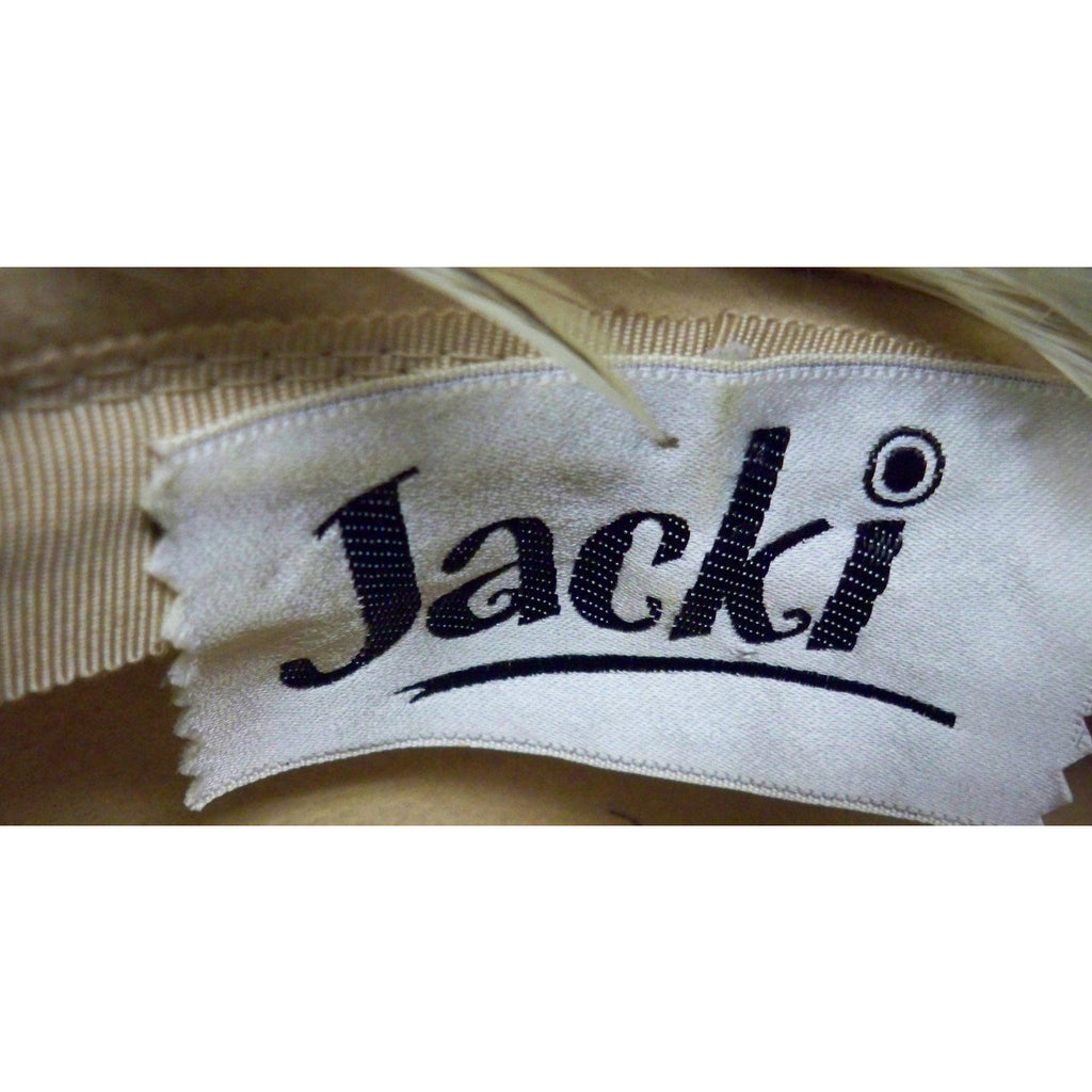 Vintage Ladies Feather Hat w/ Spray 1950s Light Brown & Gold Jacki Hats The Best Vintage Clothing