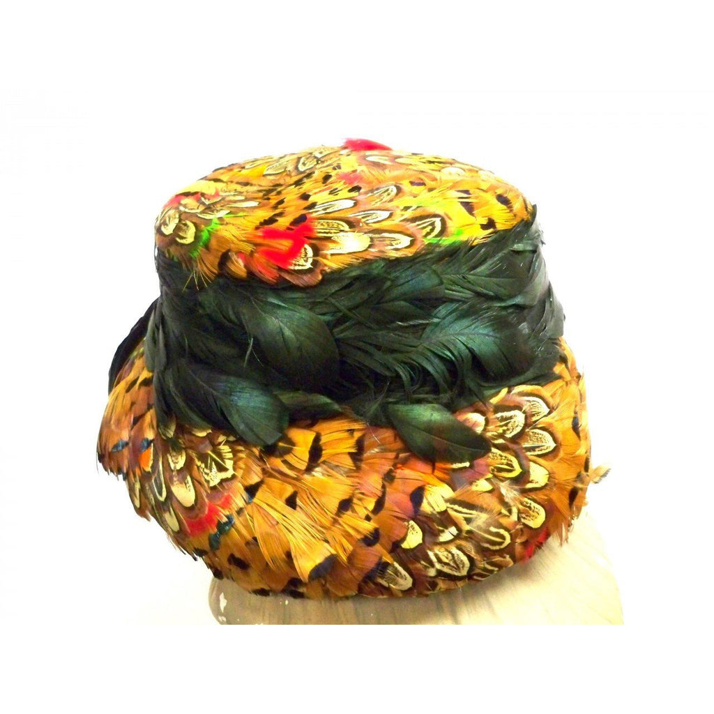 Vintage Pheasant Feather Hat Bucket Hat 1950s Green Iridescents Bernallen Hats The Best Vintage Clothing