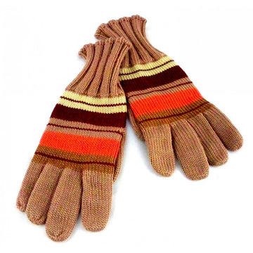 Vintage Wool Hand  Knit GlovesMocha w/ Orange  Stripes 1940s - The Best Vintage Clothing
 - 1