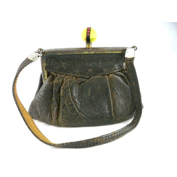 Antique Leather Purse w/ Bakelite Jeweled Clasp Downton Abbey Era - The Best Vintage Clothing
 - 1
