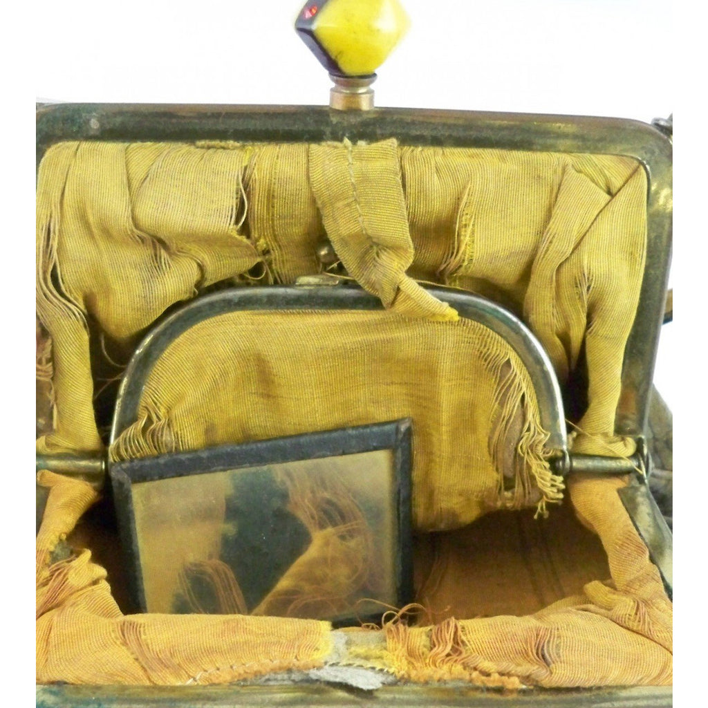Antique Leather Purse w/ Bakelite Jeweled Clasp Downton Abbey Era Handbags The Best Vintage Clothing