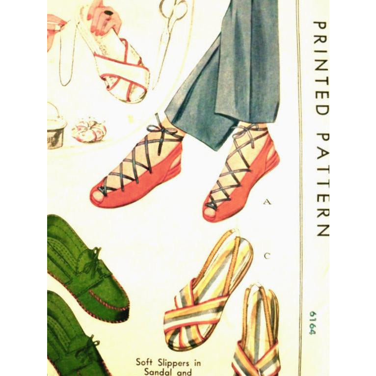 Vintage Sewing Pattern McCall 993 Soft Slippers in Sandal & Moccasin Style  1940s - The Best Vintage Clothing
 - 1