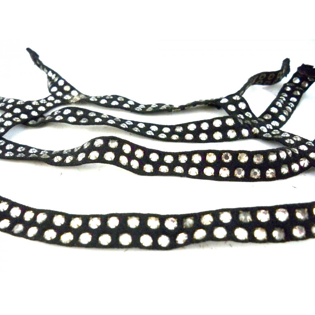 Vintage Rhinestone Studded Trim Black Ribbon Collectibles,On Sale The Best Vintage Clothing