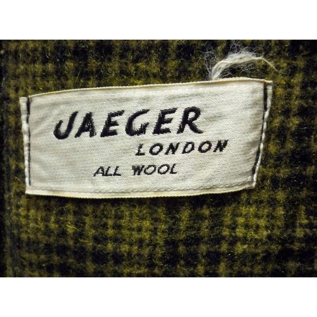 Mens Vintage Black/Green Plaid Wool Robe Jaeger 1940S 46 Chest Men's Vintage Jaeger