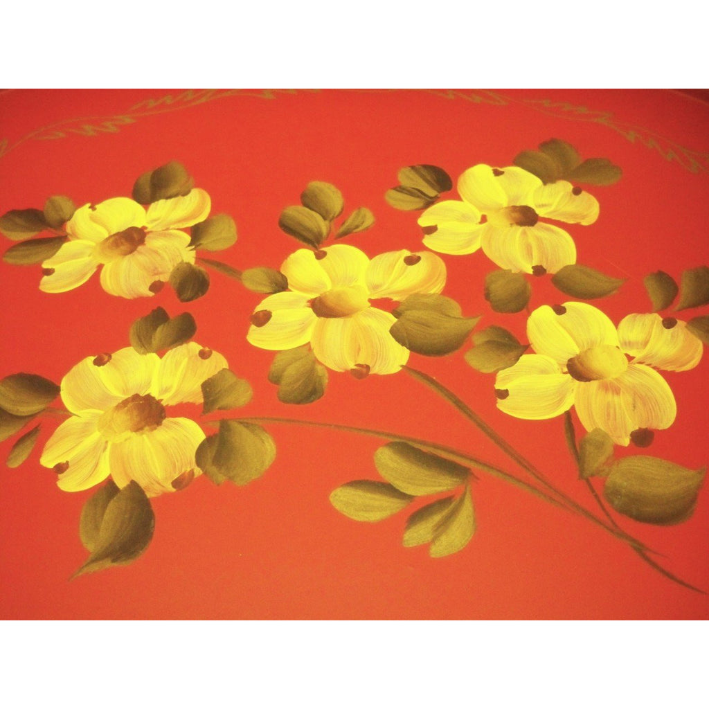 Vintage Tole Painted Tray Large & Red 1950s Collectibles,On Sale The Best Vintage Clothing