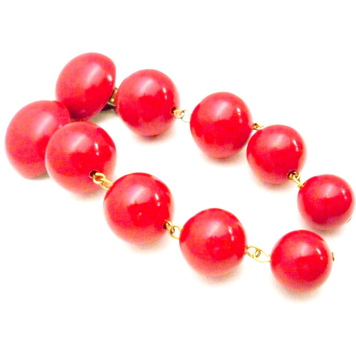 Vintage Cherry Gum Ball Drop Earrings CLip Style 1980s Cart2cart The Best Vintage Clothing