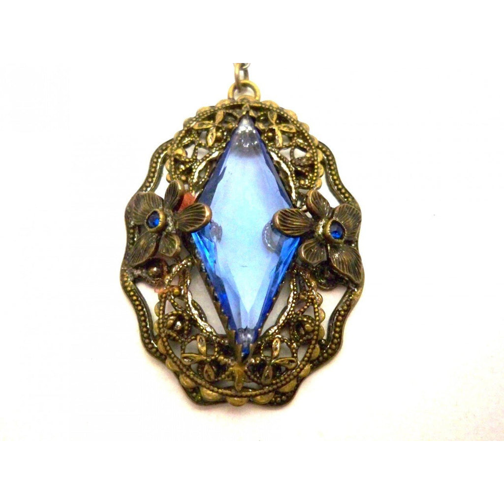 Vintage Necklace Blue Glass Downton Abbey Early 1920s Jewelry,New Arrivals,Women's The Best Vintage Clothing