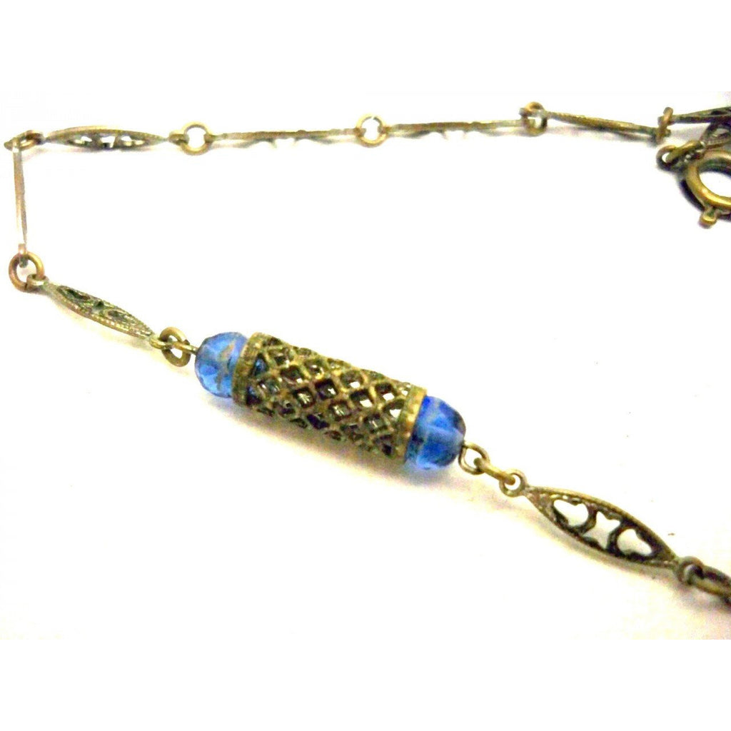 Vintage Necklace Blue Glass Downton Abbey Early 1920s Jewelry,New Arrivals,Women's The Best Vintage Clothing
