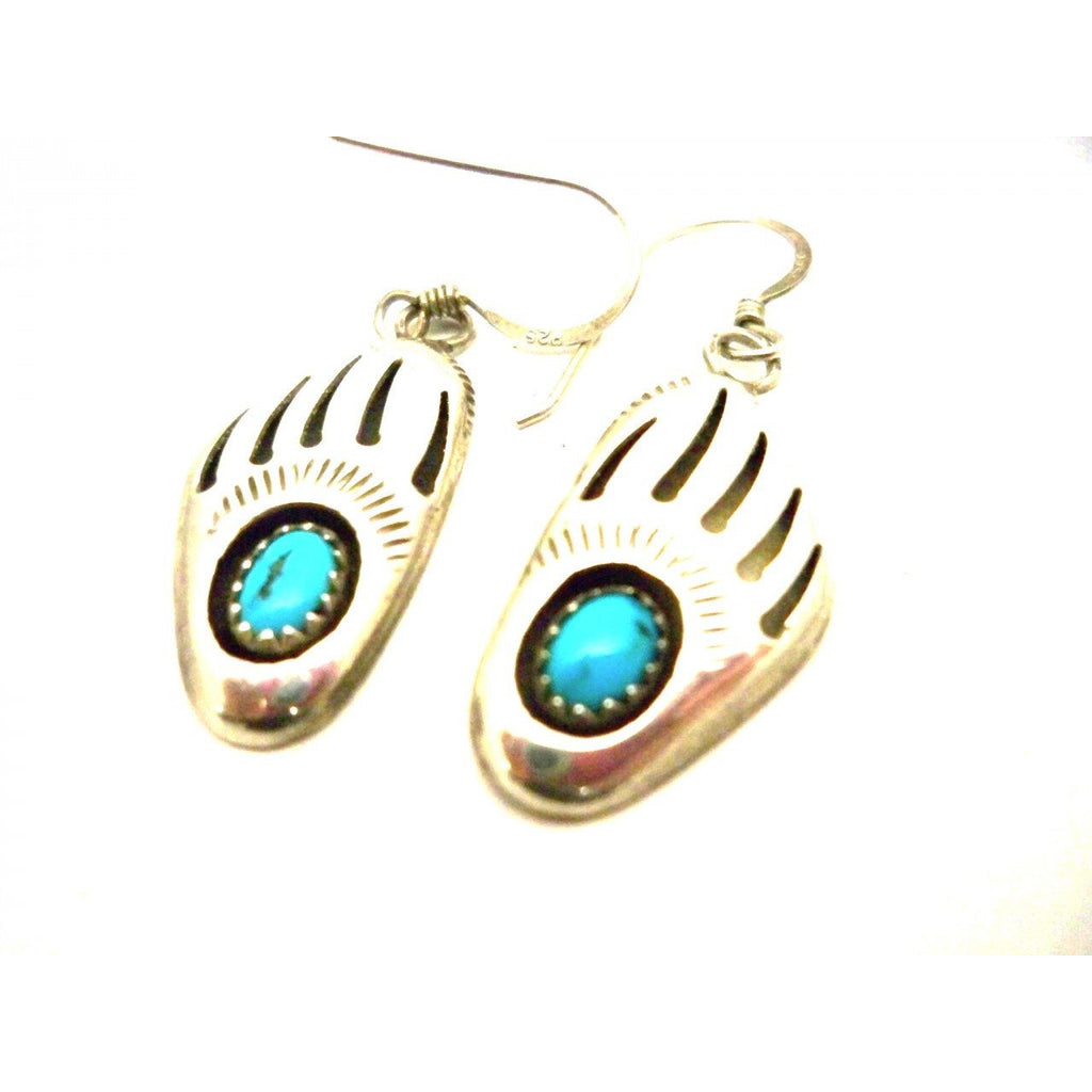 Vintage Pierced Earrings Sterling & Turquoise Bear Claws 1975 - The Best Vintage Clothing
 - 1