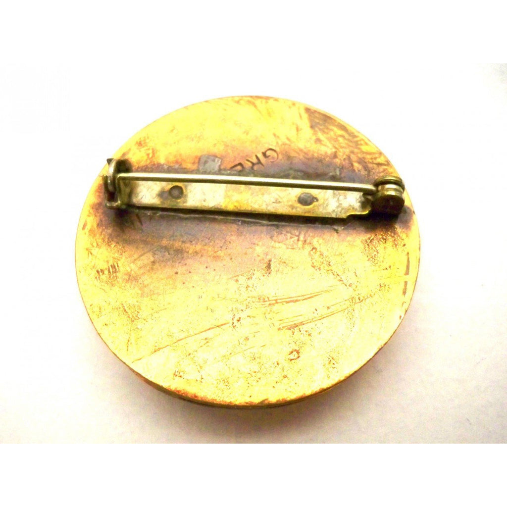 Rare Vintage GRET BARKIN Signed Engraved Copper Brooch & Earrings Hand Wrought Jewelry Gret Barkin