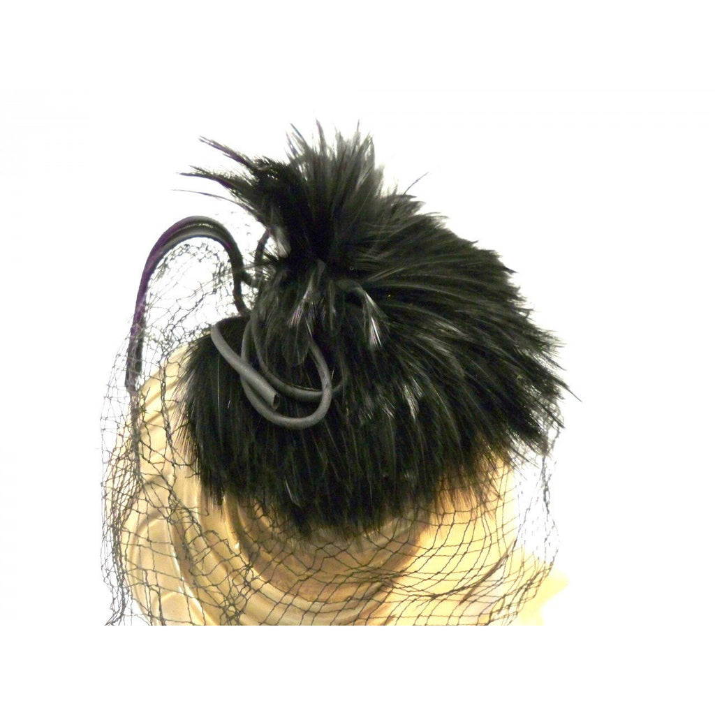 Vintage Ladies Cocktail Hat w/ Standup Feather Center and Veil 1950s Hats,New Arrivals,On Sale The Best Vintage Clothing