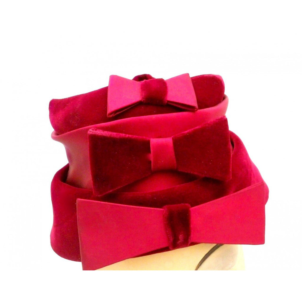 Vintage Ladies Cocktail Hat Claret Red Velvet Marilyn NOS 1950s Hats Marilyn