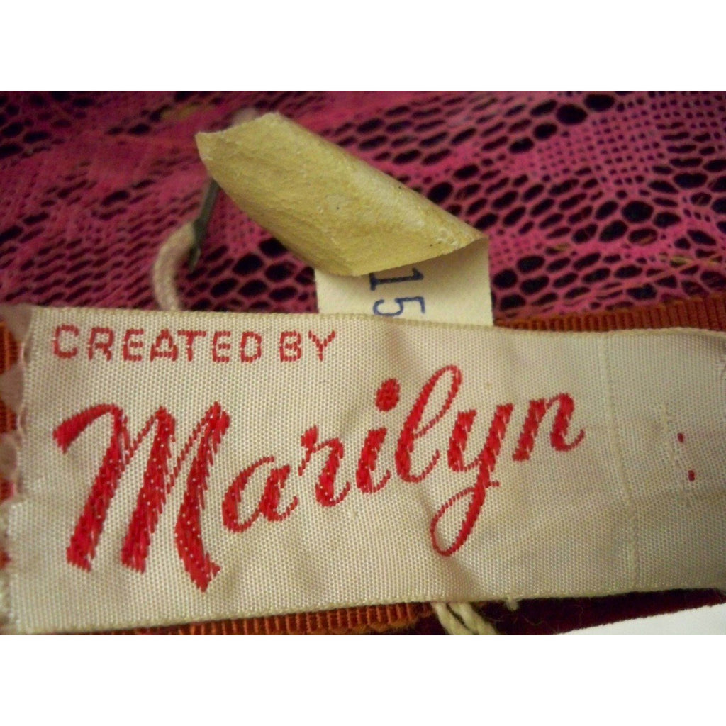 Vintage Ladies Cocktail Hat Claret Red Velvet Marilyn NOS 1950s Hats Marilyn