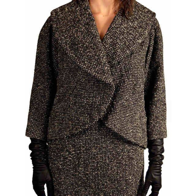 Vintage Tweed Suit Pencil Skirt 1940S Salt & Pepper Wool/ Mohair Wilma Small Cart2cart Wilma