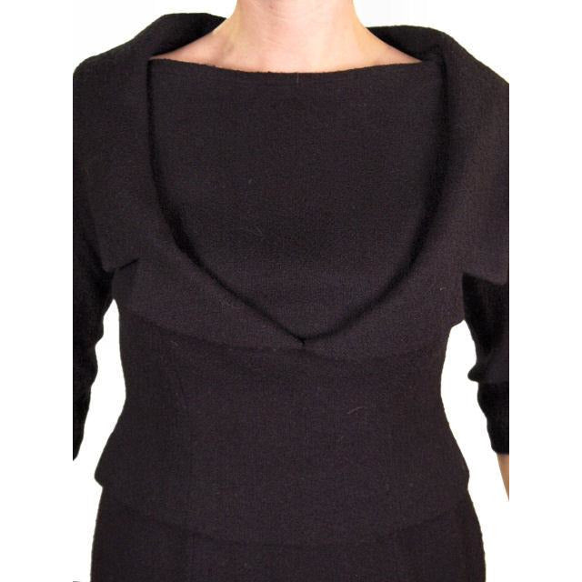 Halifax Paris Vintage Black Wool Boucle Cocktail Dress LBD 1950S 36-30-38 Cart2cart Halifax