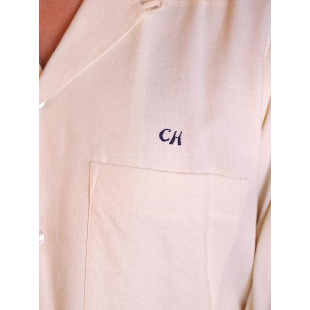 Vintage Mens Rupert Rhodes Wool Blend Cream Shirt 1950S 38-40 Chest Men's Vintage The Best Vintage Clothing