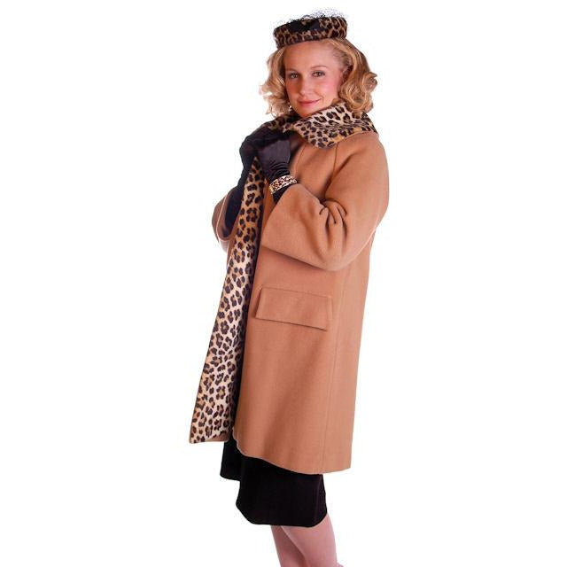 Vintage Camel/Faux Leopard Trim/Lined Coat Kilimanjaro 1970S M-L Cart2cart The Best Vintage Clothing