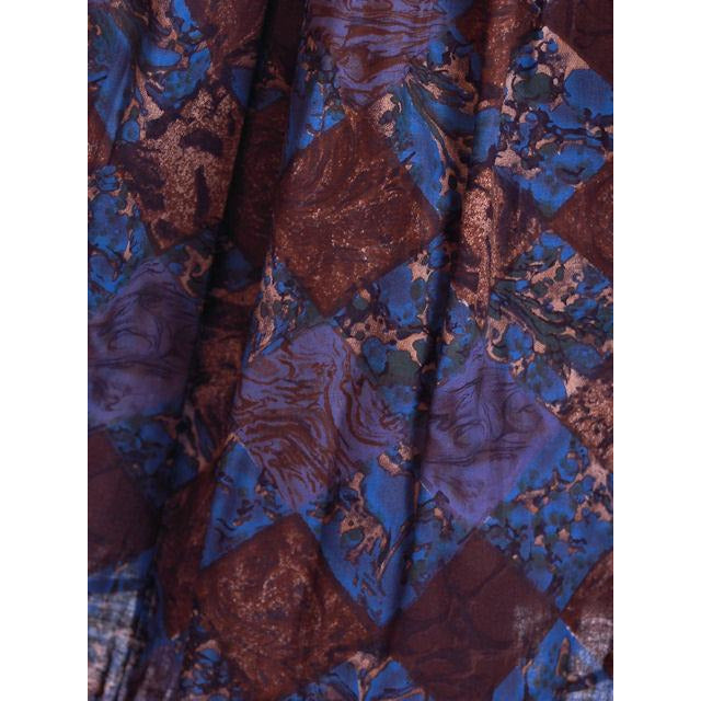 Vintage Skirt Brown & Dia Blue Cotton Print Diamonds NOS 1950S 24" Cart2cart The Best Vintage Clothing