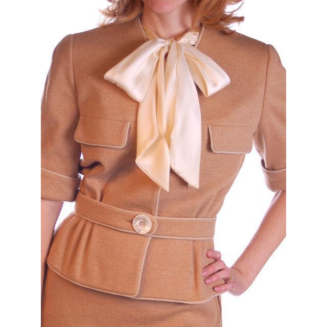 Vintage Camel Wool Knit Suit 1950S 36-24-36 Ben Gershel By Robert Knox New Arrivals Ben Gershel