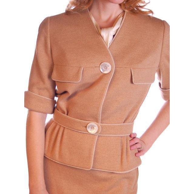 Vintage Camel Wool Knit Suit 1950S 36-24-36 Ben Gershel By Robert Knox New Arrivals Ben Gershel