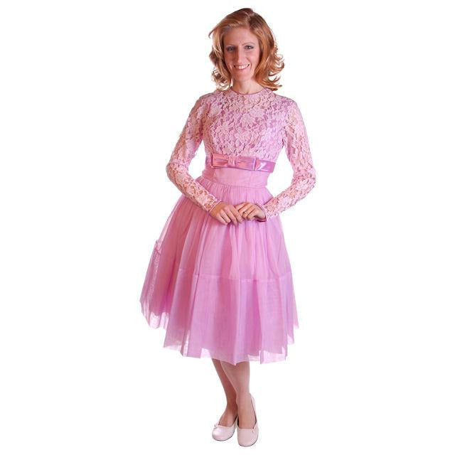 Vintage Nylon Chiffon/Lace Dress Dress Lavender 1950S 32-25-Free Cart2cart The Best Vintage Clothing