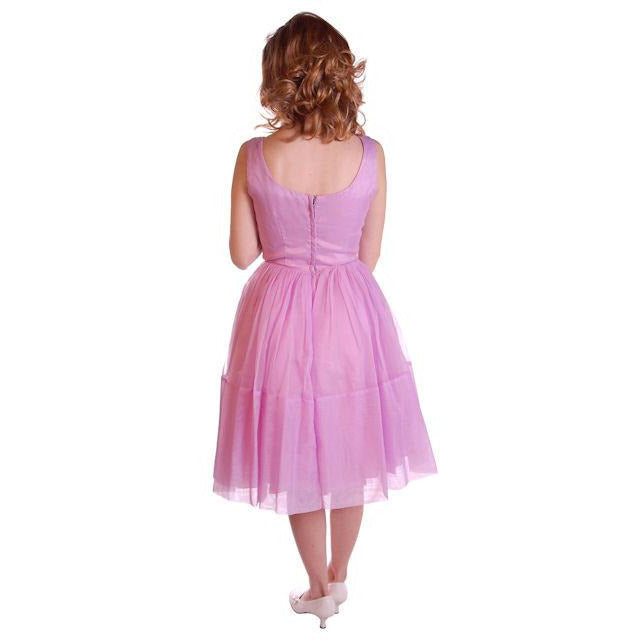 Vintage Nylon Chiffon/Lace Dress Dress Lavender 1950S 32-25-Free Cart2cart The Best Vintage Clothing