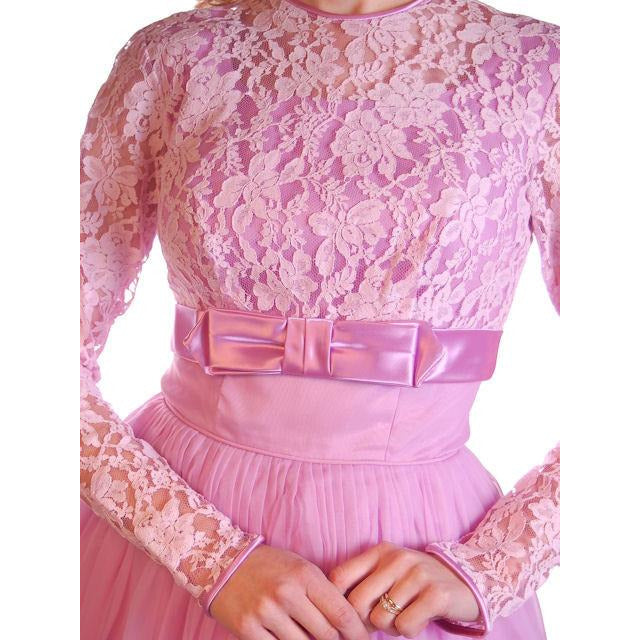 Vintage Nylon Chiffon/Lace Dress Dress Lavender 1950S 32-25-Free Cart2cart The Best Vintage Clothing