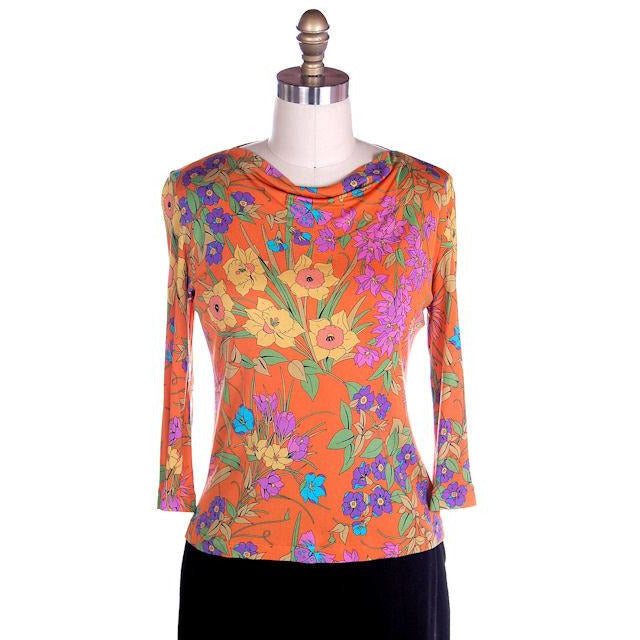 Vintage Averardo Bessi Silk Knit Floral Top  1960S S-M Bright Colors - The Best Vintage Clothing
 - 1