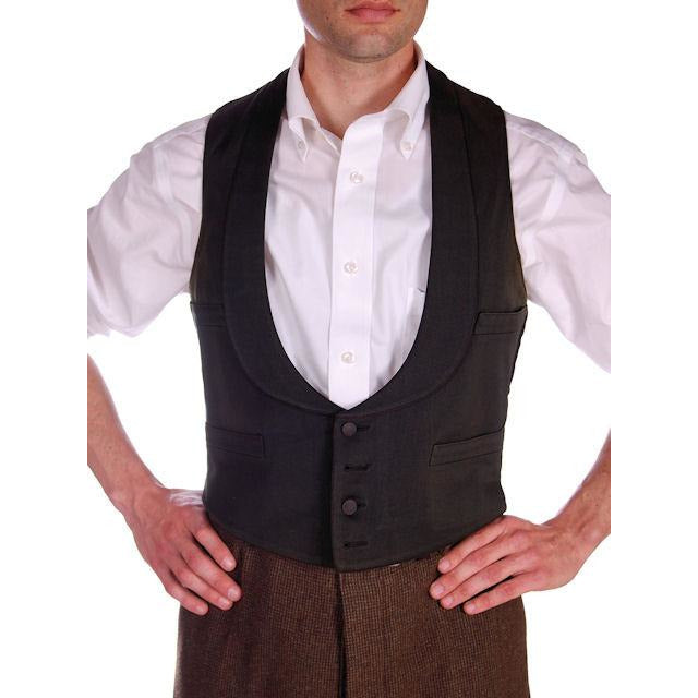 Antique Mens Victorian 4 Pocket Shawl Collar Vest Black Germany 1870s 36 Chest - The Best Vintage Clothing
 - 1