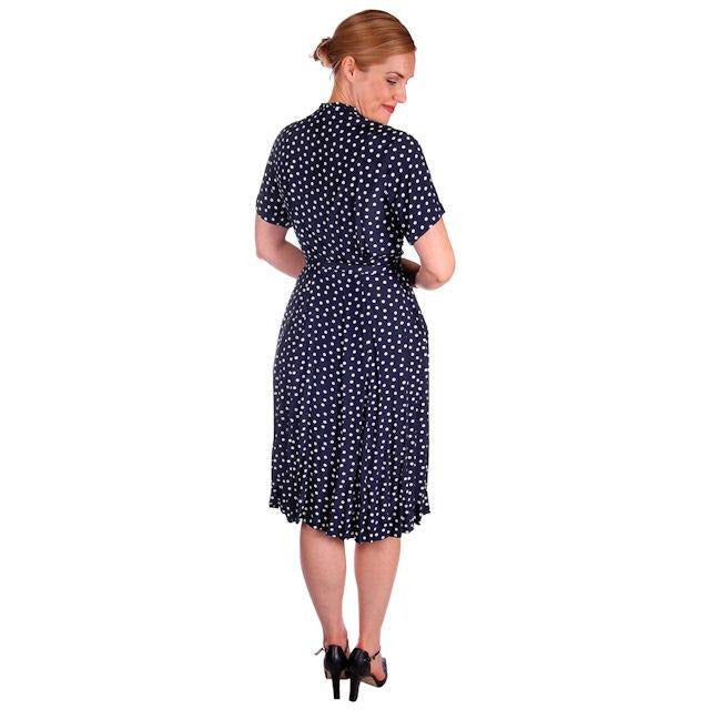 Vintage Navy Blue & White Polka Dot Dream Dress Rayon 1940s 40-27-44 Cart2cart The Best Vintage Clothing