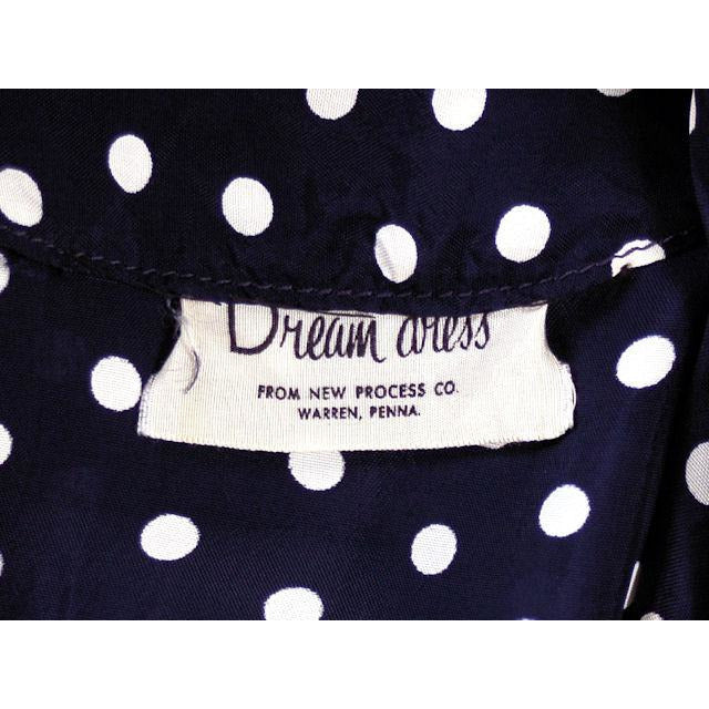 Vintage Navy Blue & White Polka Dot Dream Dress Rayon 1940s 40-27-44 Cart2cart The Best Vintage Clothing