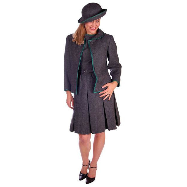 Vintage Nina Ricci  Paris Couture 1950s Gray Wool Dress Suit and Hat  36-25-38 - The Best Vintage Clothing
 - 1
