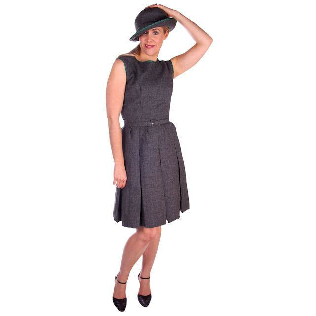 Vintage Nina Ricci Paris Couture 1950s Gray Wool Dress Suit and Hat 36-25-38 Women's,New Arrivals Nina Ricci