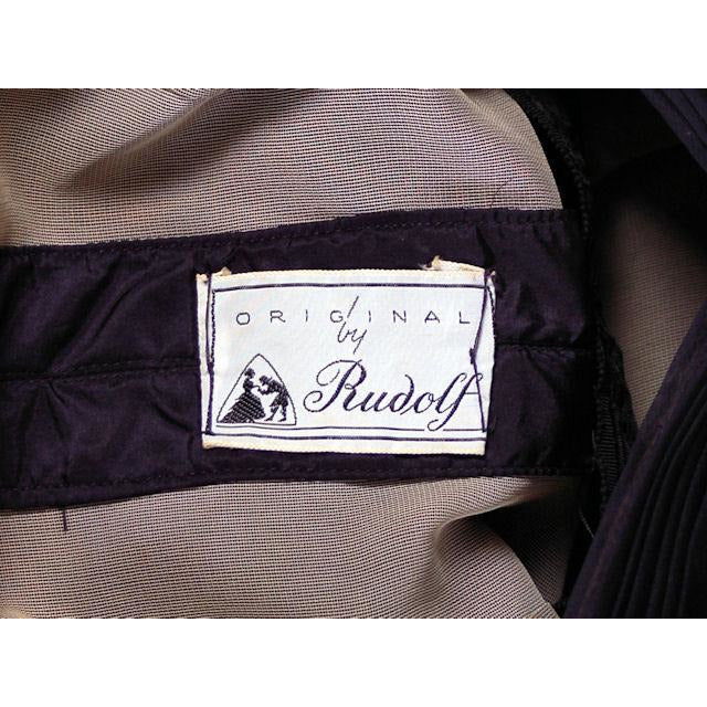 Vintage Dress 1950s Midnight Blue Silk Taffeta By Rudolf Full Skirt 38-26-Free Women's Rudolf