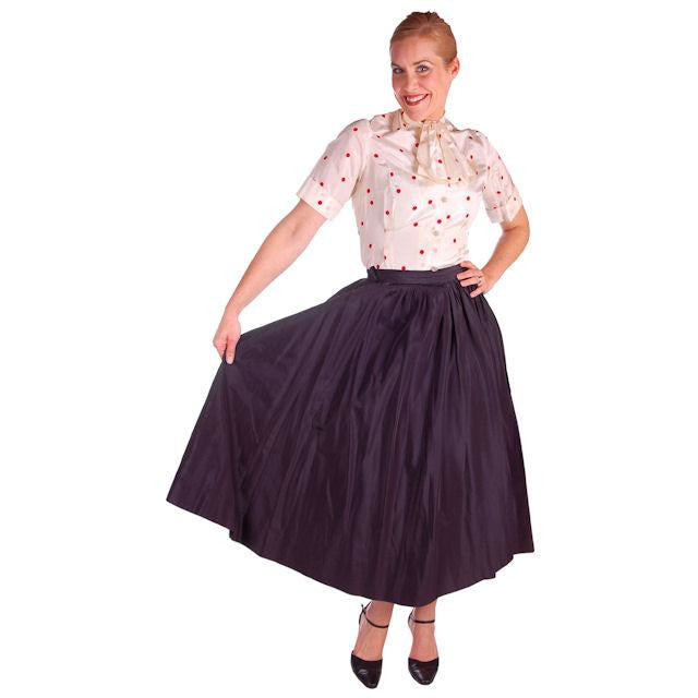 Vintage Skirt Navy Silk Taffeta  Full Ben Barrack Late 1940s 26 Waist Hips Free - The Best Vintage Clothing
 - 1