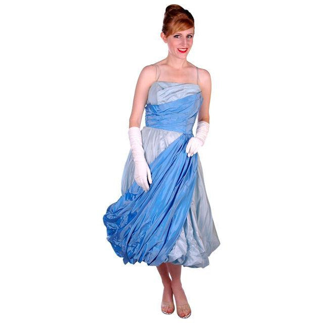 Vintage 2 Tone Blue Taffeta Bubble Gown Strapless 1950s 34-25-38 Women's,New Arrivals The Best Vintage Clothing