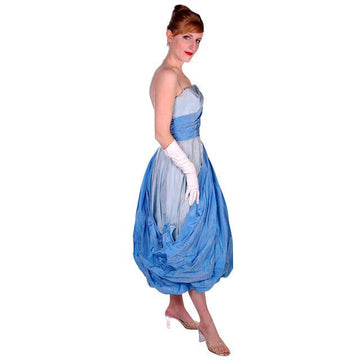 Vintage 2 Tone Blue Taffeta Bubble Gown Strapless 1950s 34-25-38 Women's,New Arrivals The Best Vintage Clothing