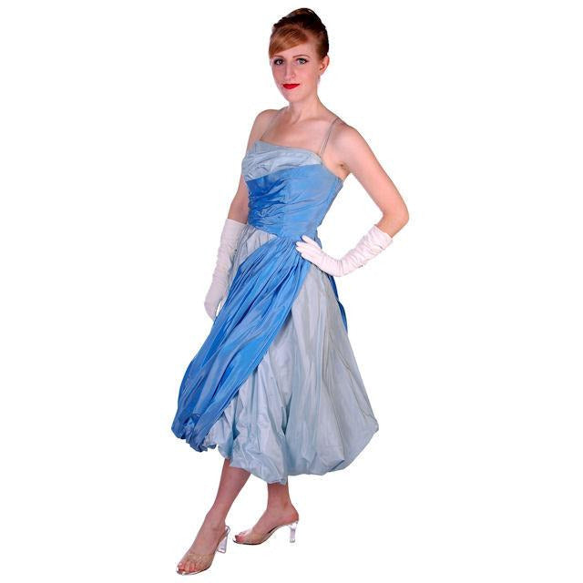 Vintage 2 Tone Blue Taffeta Bubble Gown Strapless 1950s 34-25-38 Women's,New Arrivals The Best Vintage Clothing