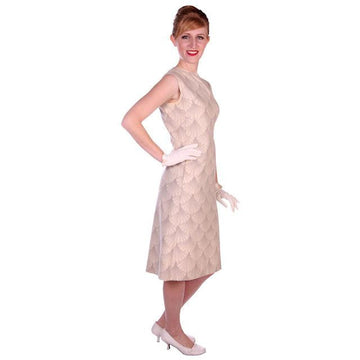 Vintage Sheath Dress / Reversible Coat Ivory Beige Print 1960s Italy 36-33-37 c.wirschke Cart2cart c.wirschke